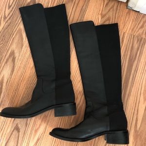 BCBG Black Boots with stretch calf